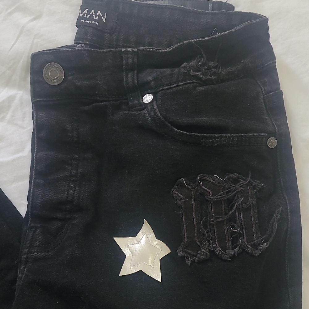 Mens Jeans Black Distressed Jeans